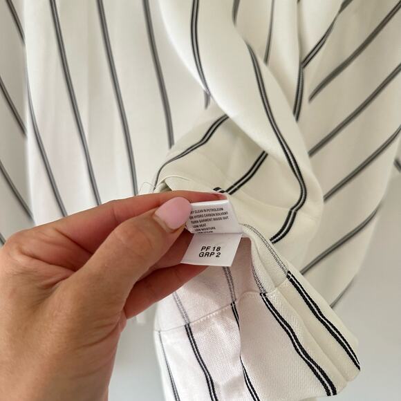 ST. JOHN Asymmetrical Striped Kimono Blouse Bianco/Navy M - Picture 3 of 9